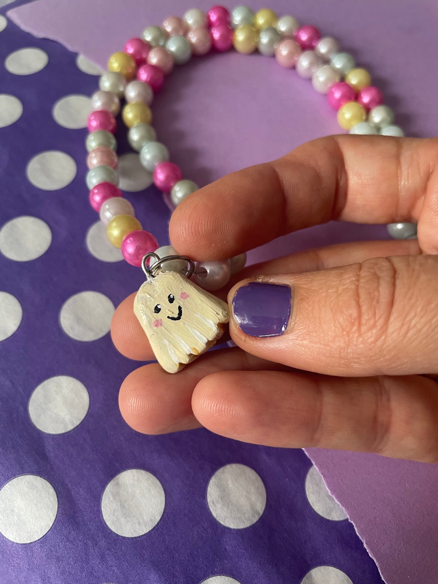 Pastel Ghost Charm Necklace