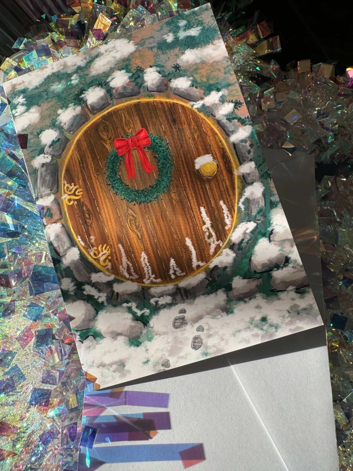 Festive Fairy Door Greeting Card Hobbit