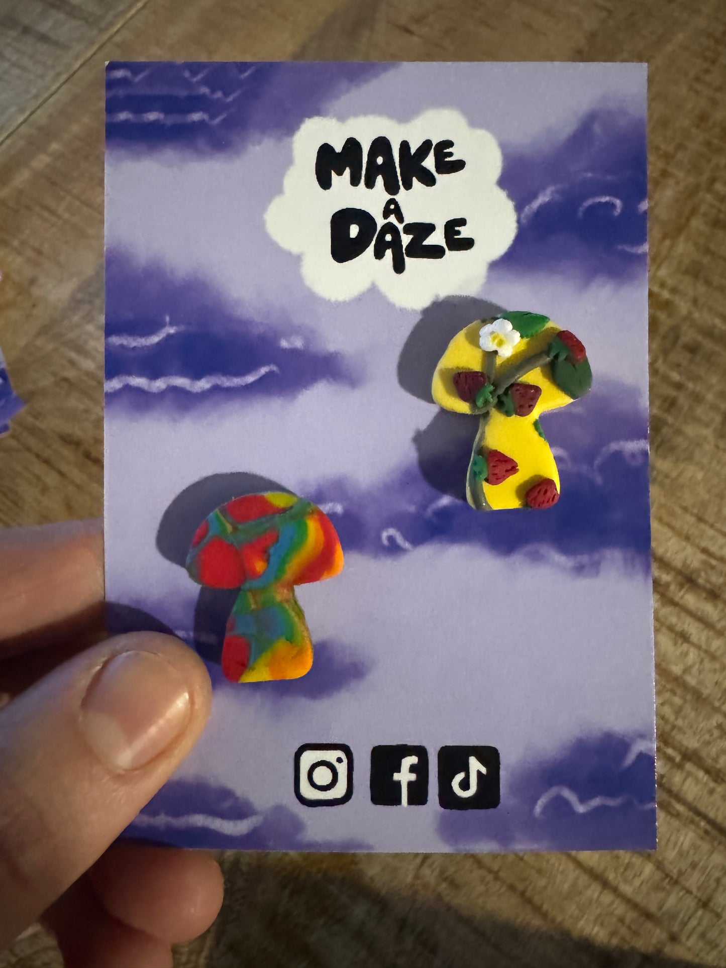 Polymer Clay Double Pack Pin Badge Set - Mushrooms
