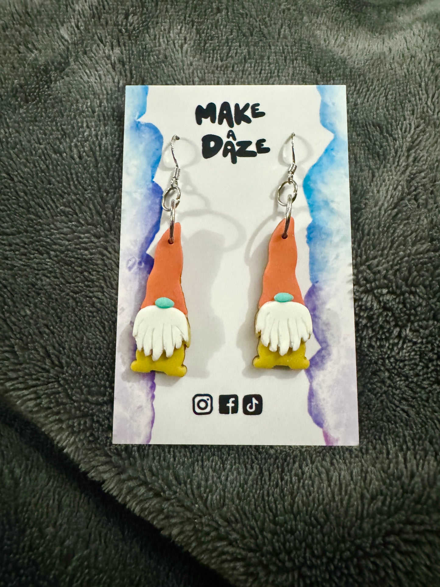 Orange Gnome Gonk Earrings