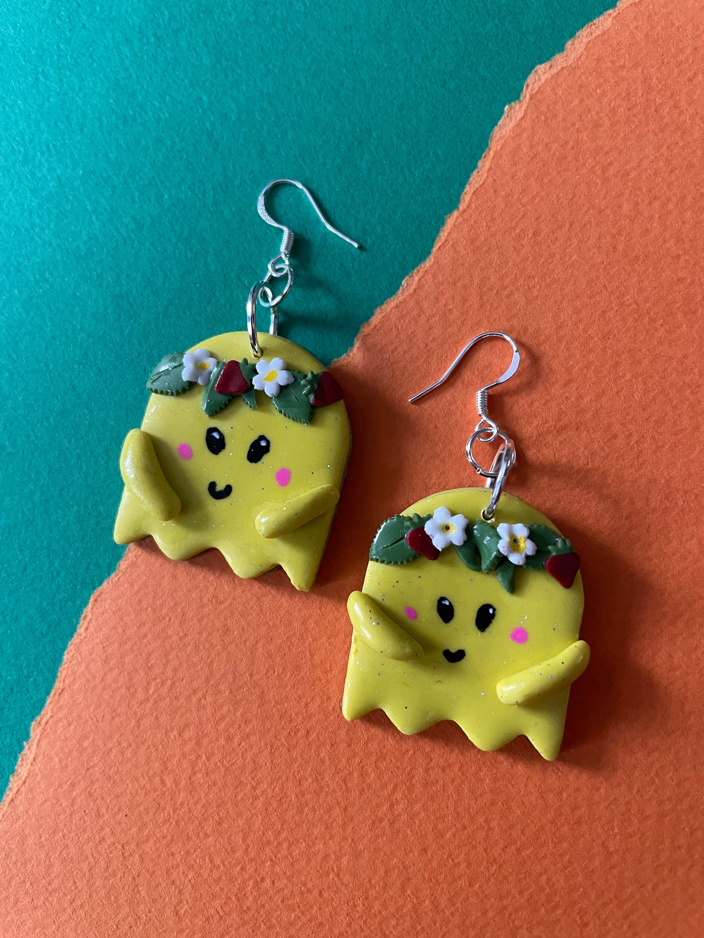 Flower Crown Cutie Ghost in Yellow Earrings