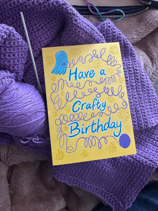 Happy Birthday Crafter Ghost Knitter Greeting Card