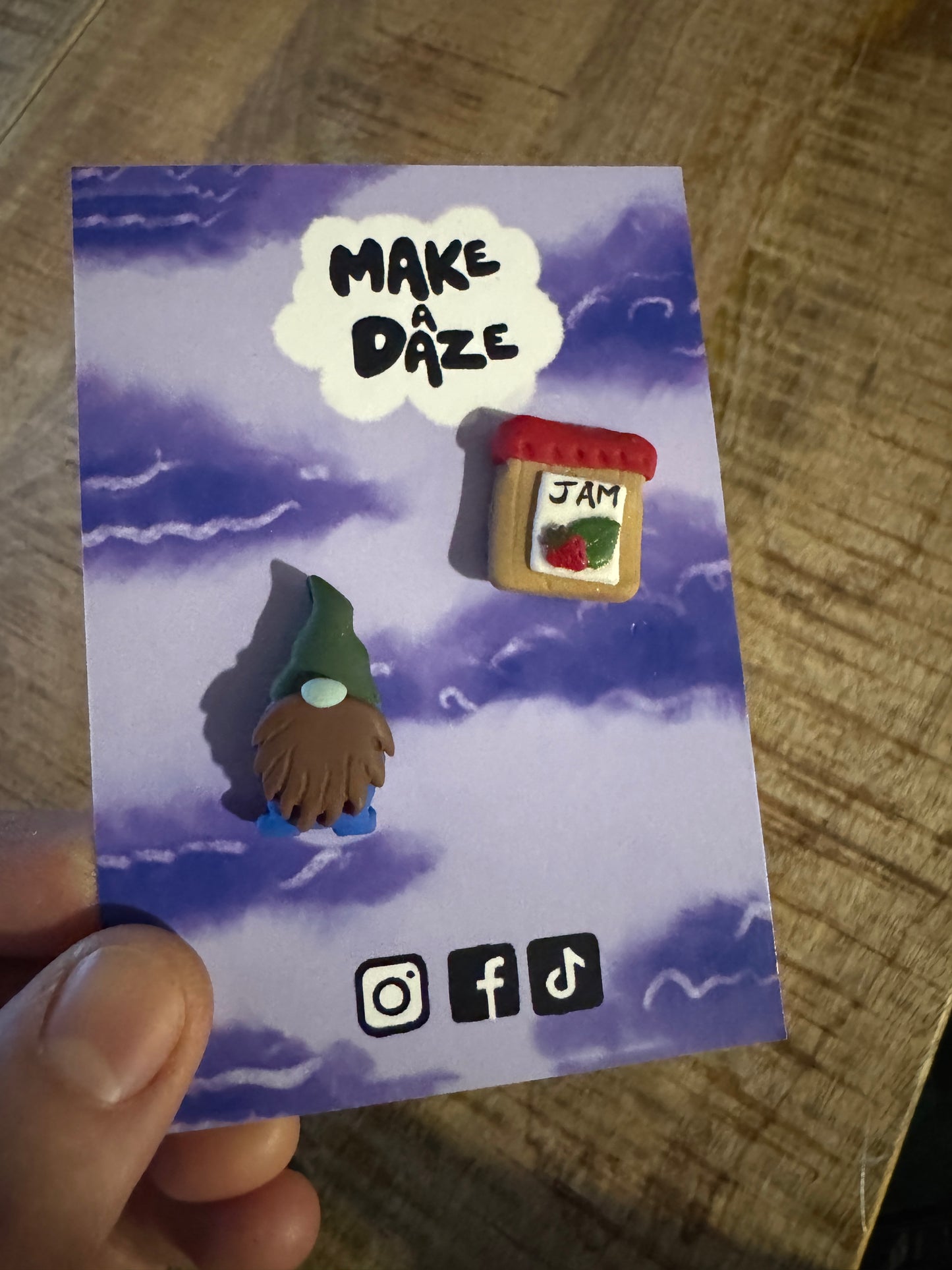 Polymer Clay Double Pack Pin Badge Set - Gnome and Jam Jar