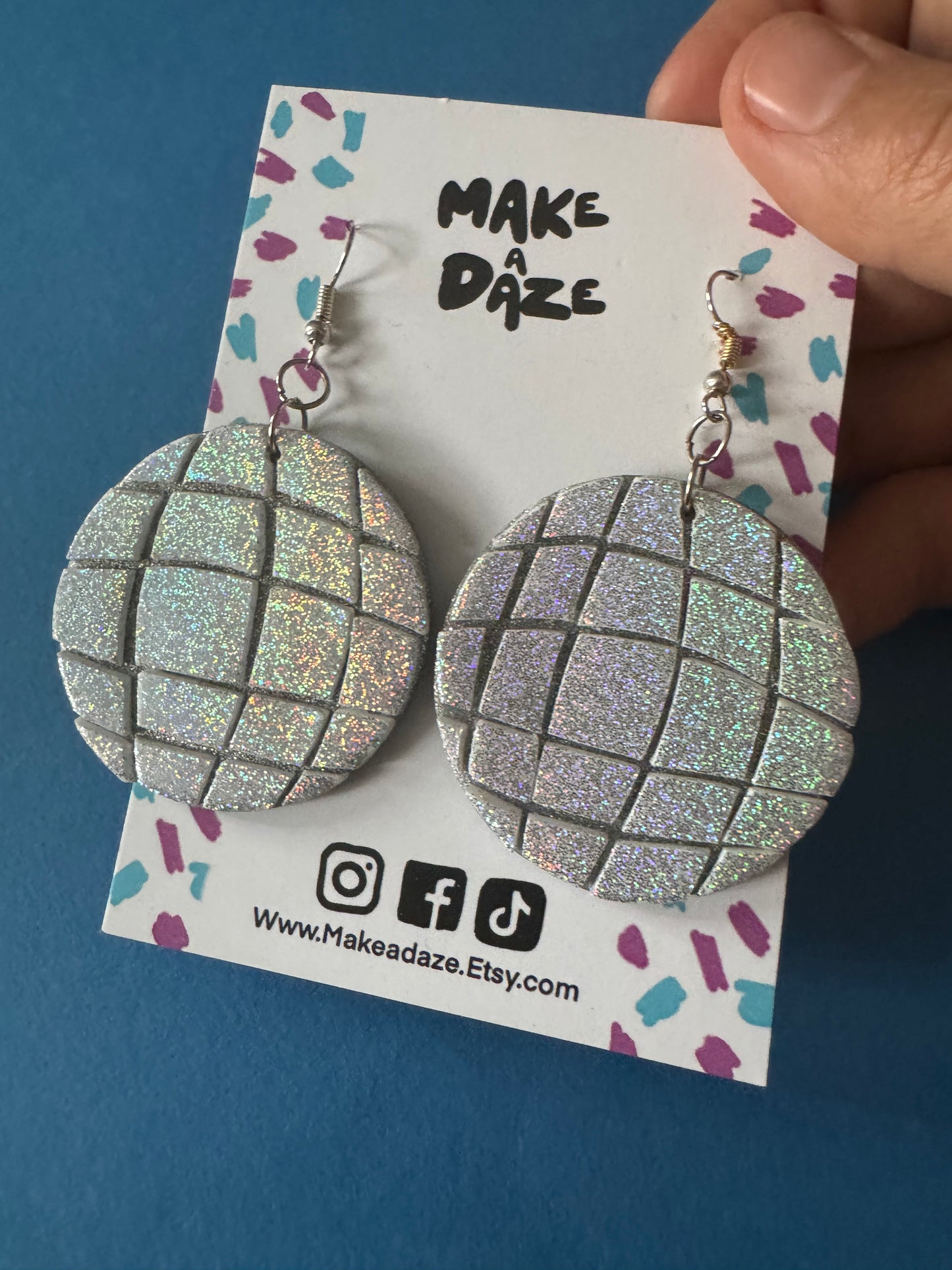 Disco Mirrorball Glitter Statement Earrings