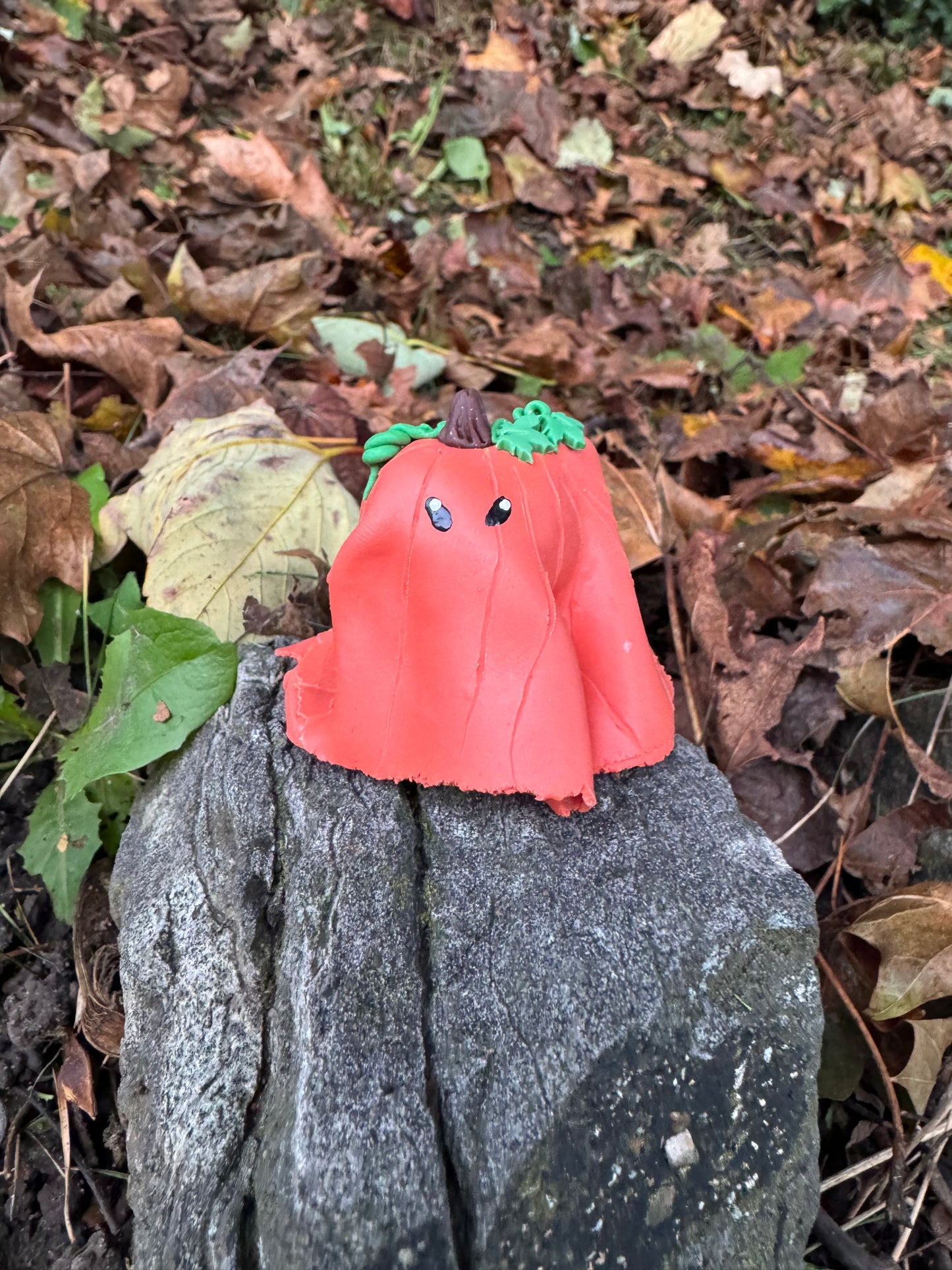 Ghost Buddy Figure: Orange Ghost with Pumpkin detailing