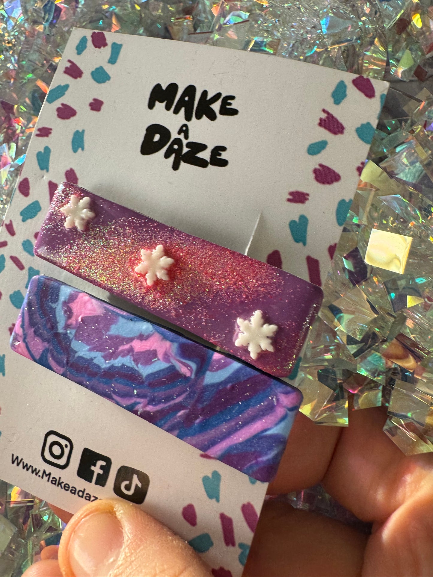 Pink and Purple Festive Hair Clips Twin Pack