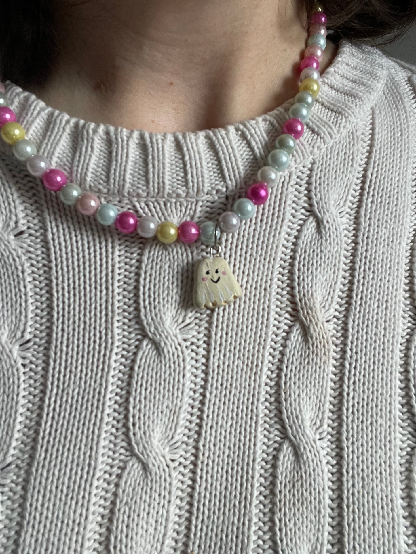 Pastel Ghost Charm Necklace