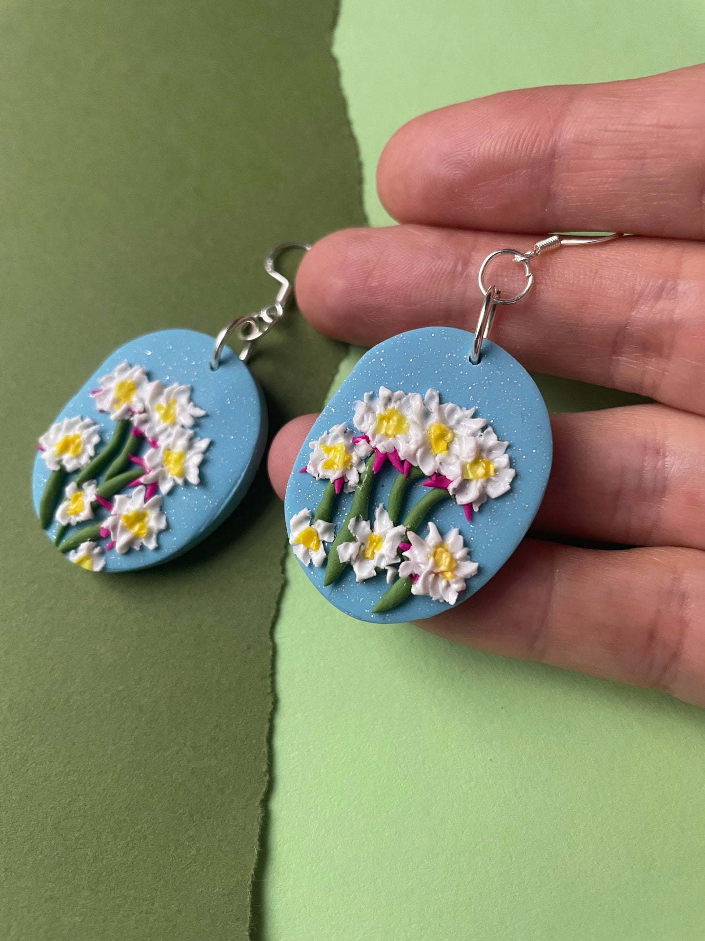Daisy “painted style” wild flower earrings