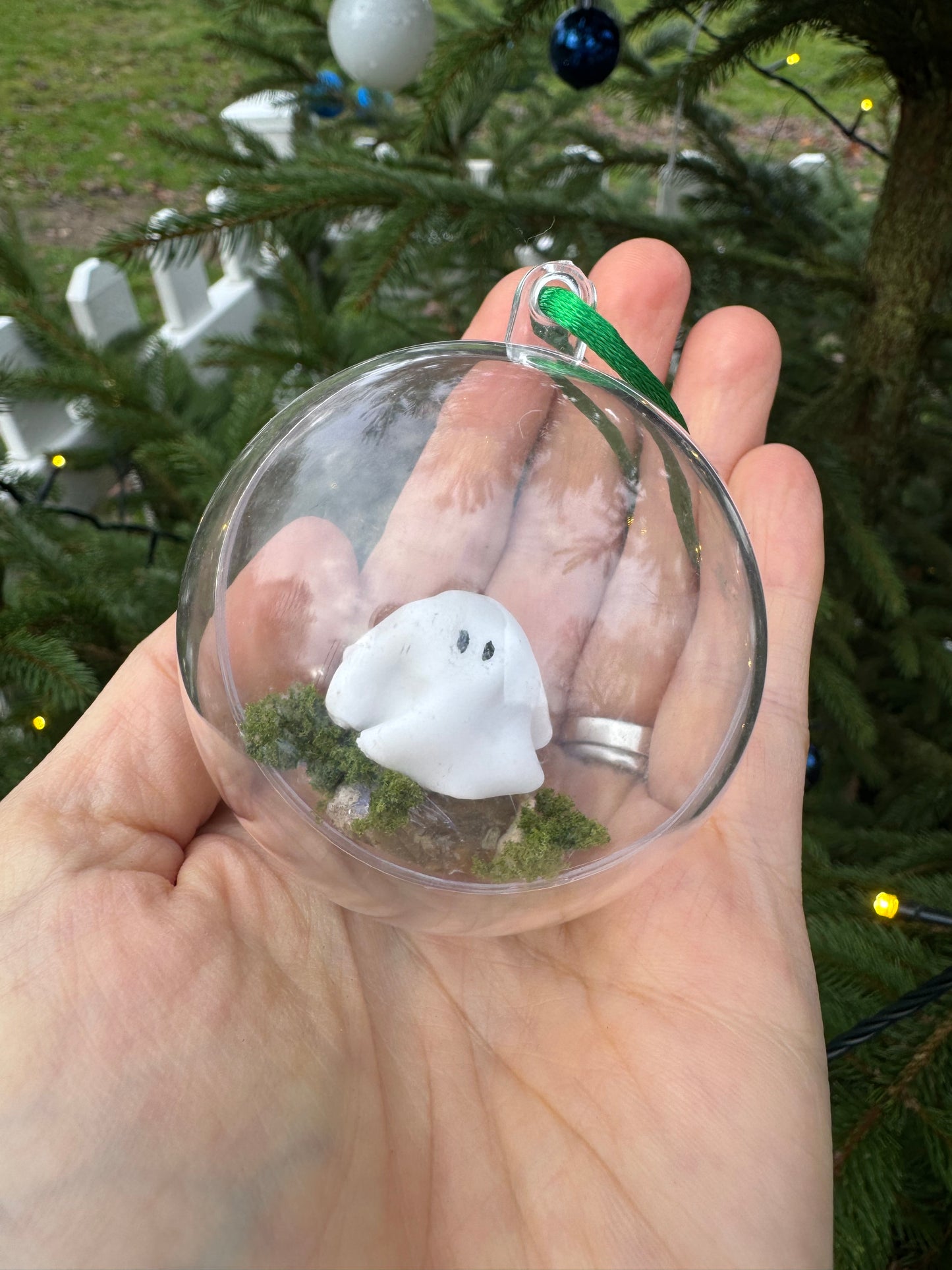 Festive Ghost Small Bauble Decoration