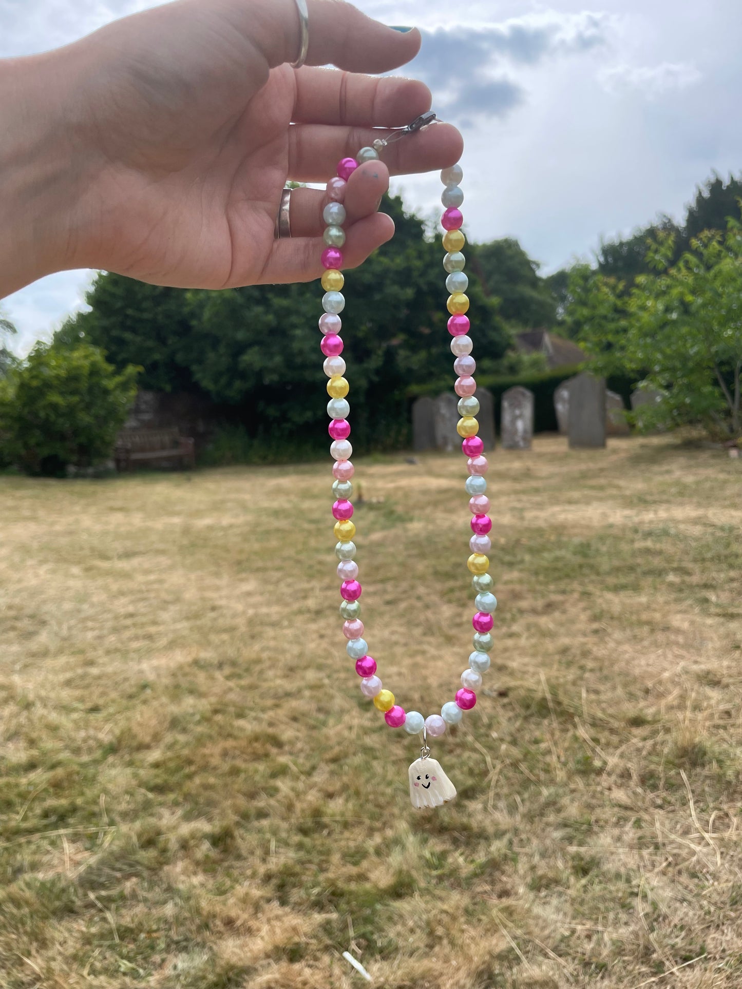 Pastel Ghost Charm Necklace