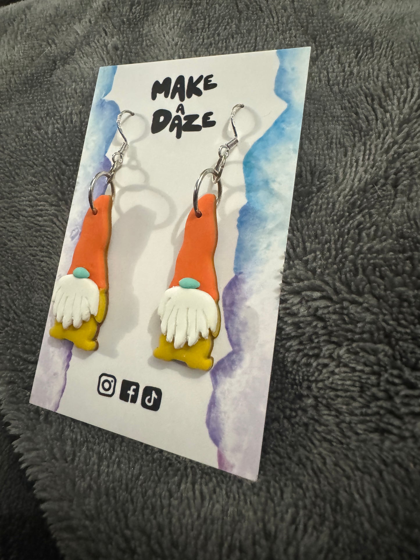 Orange Gnome Gonk Earrings