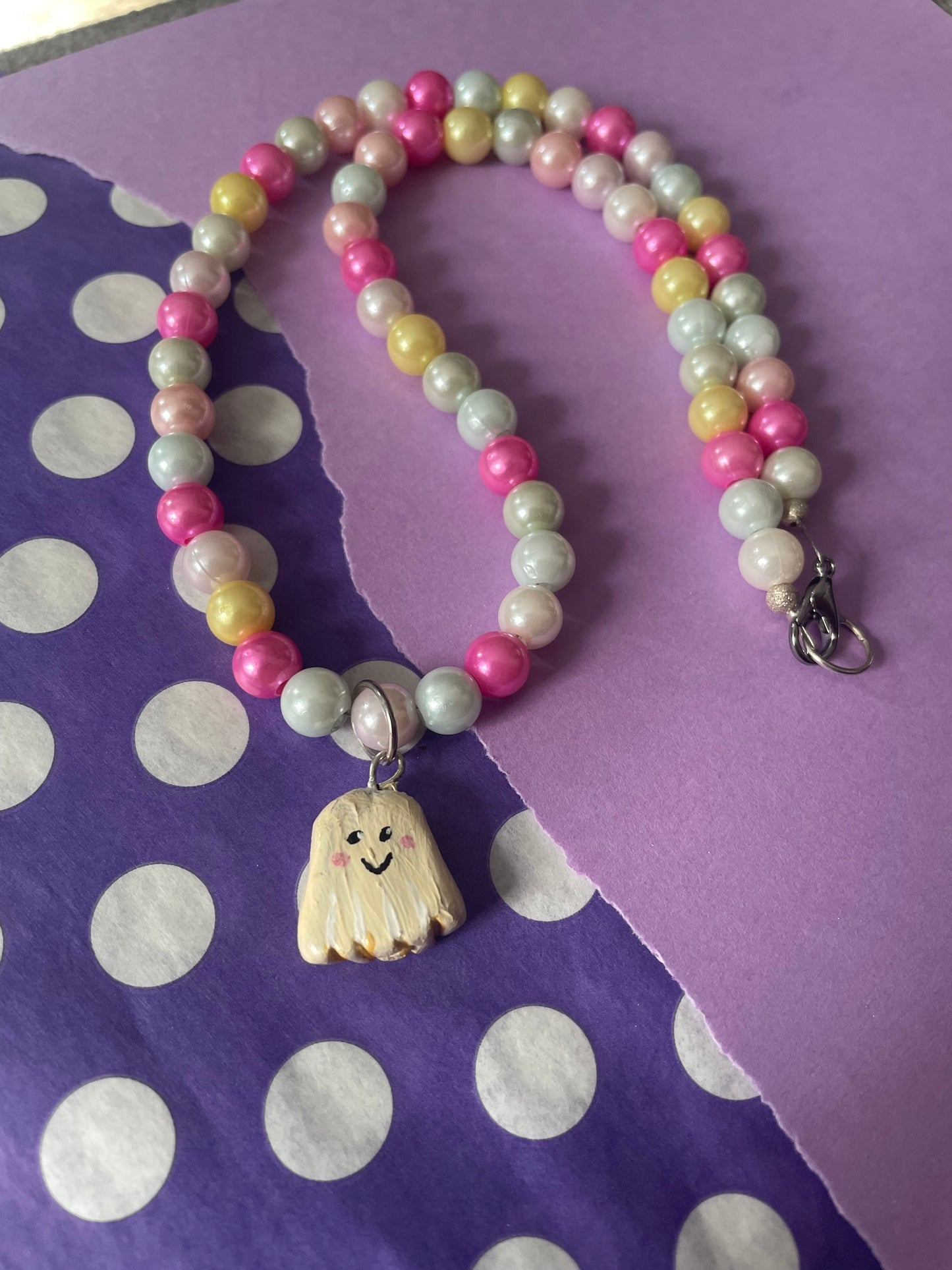 Pastel Ghost Charm Necklace