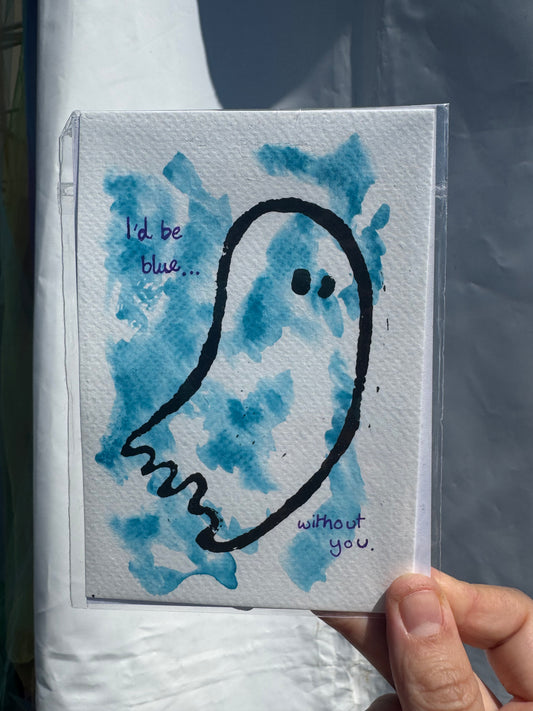 Watercolour & Lino Print Ghost Set in Blue
