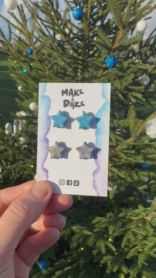 Sparkle Glitter Star studs Earring set