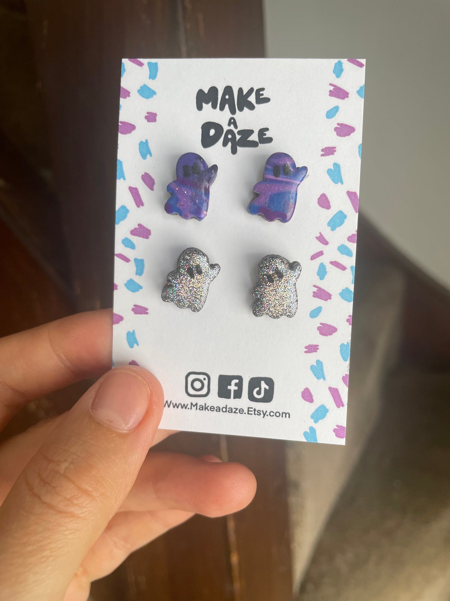 Ghost sparkle stud Earring set